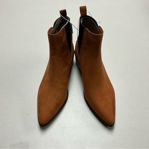 Womens Gwen Low Shaft Heeled Boots Cognac Brown Microfiber - A New Day